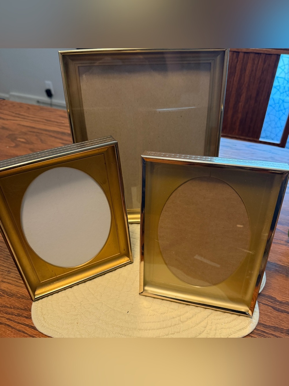 Lot of 3 vintage brass gold shadow box frames